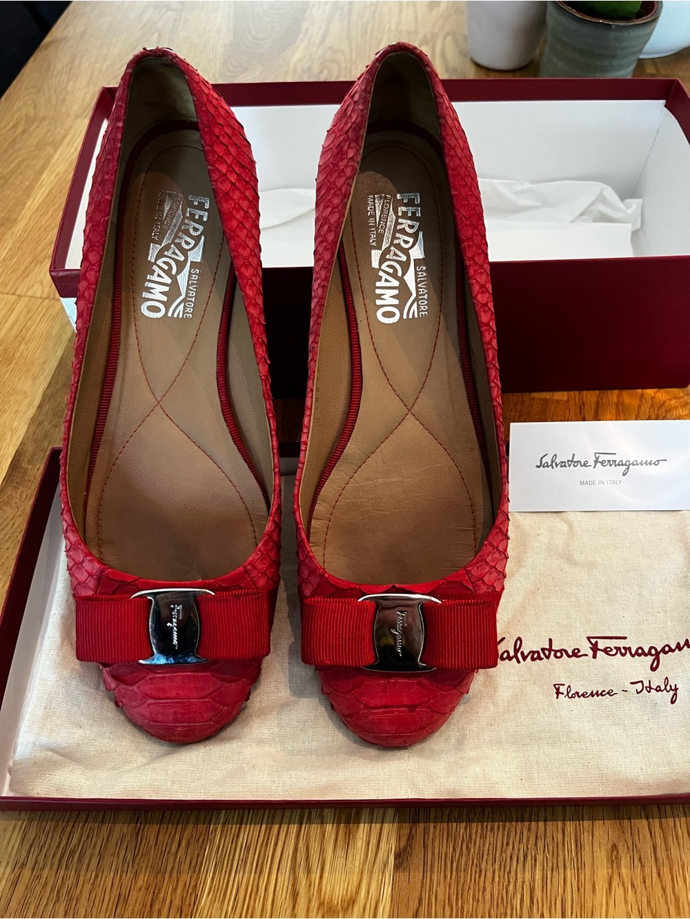Salvatore Ferragamo Red Suede Ballet Flats - Size 7.5 Well Loved